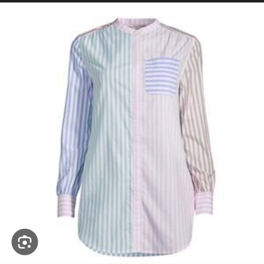Lands' End multicolor stripe tunic preppy poplin longsleeve NWT size 2X - Picture 1 of 5